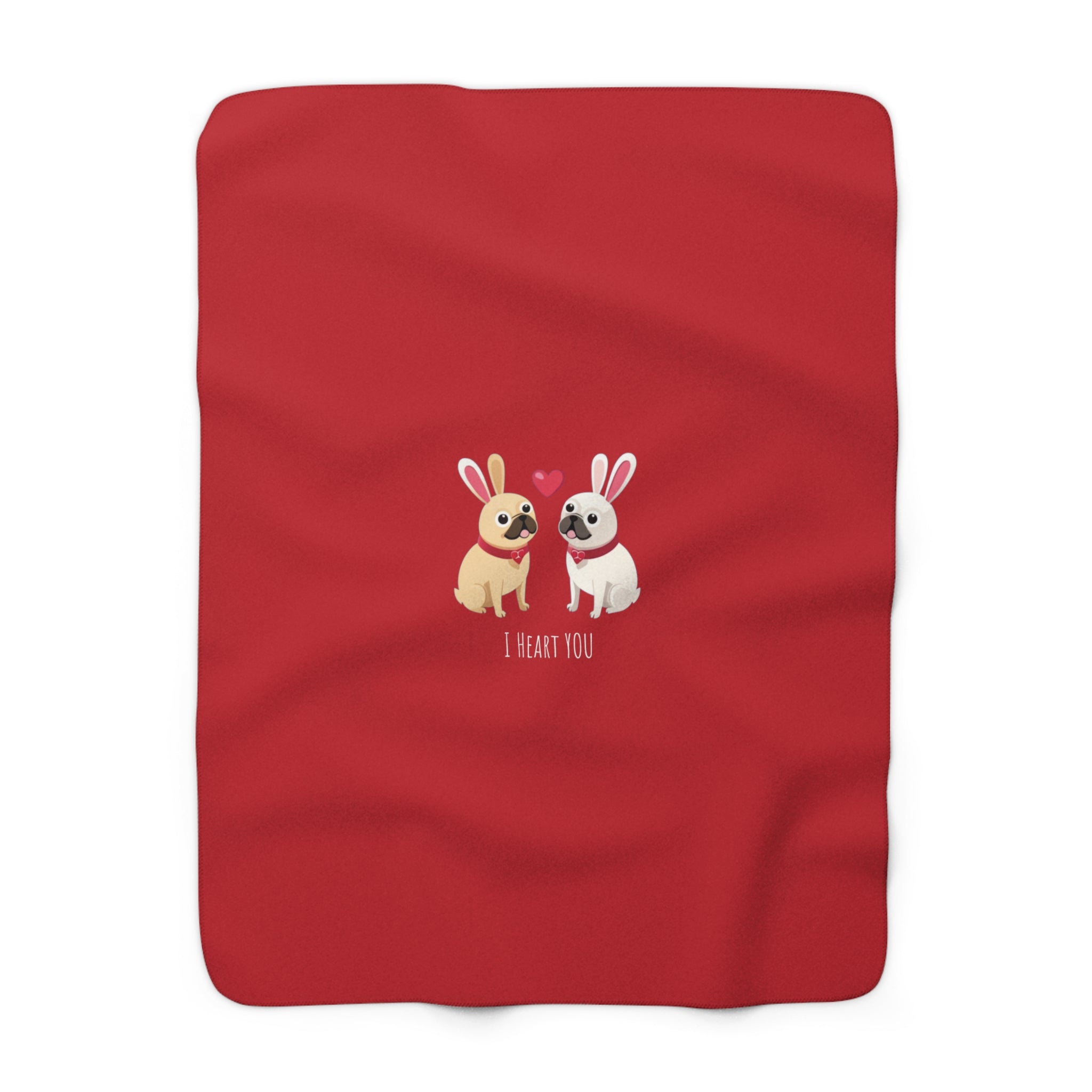 I Heart Pugs Sherpa Fleece Blanket In Red