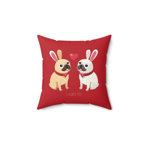 I Heart Pugs Throw Pillow in Red