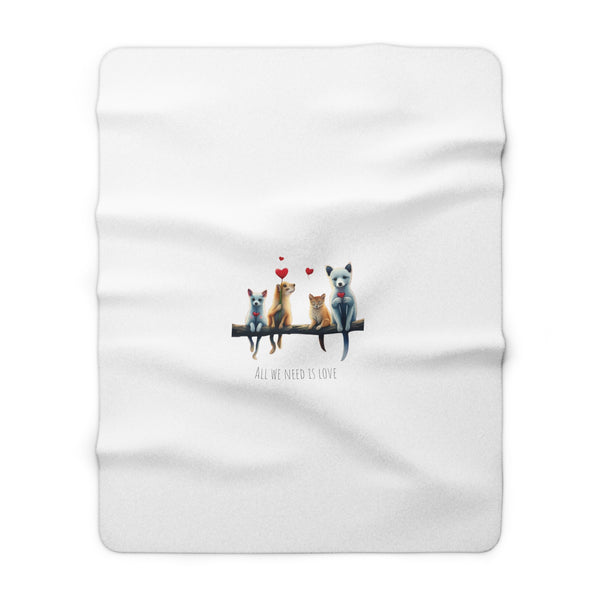 Love Branch Sherpa Fleece Blanket In White