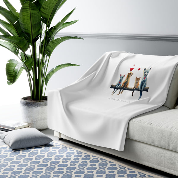 Love Branch Sherpa Fleece Blanket In White