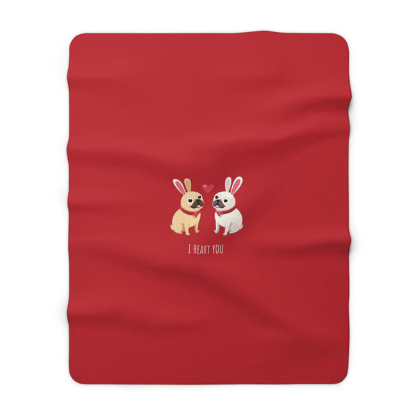 I Heart Pugs Sherpa Fleece Blanket In Red