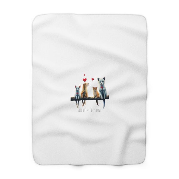 Love Branch Sherpa Fleece Blanket In White