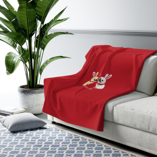 I Heart Pugs Sherpa Fleece Blanket In Red