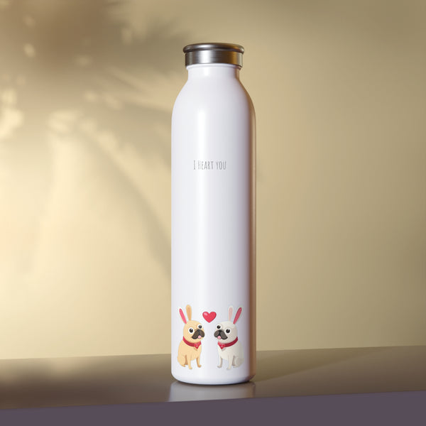 I Heart Pugs Slim Water Bottle